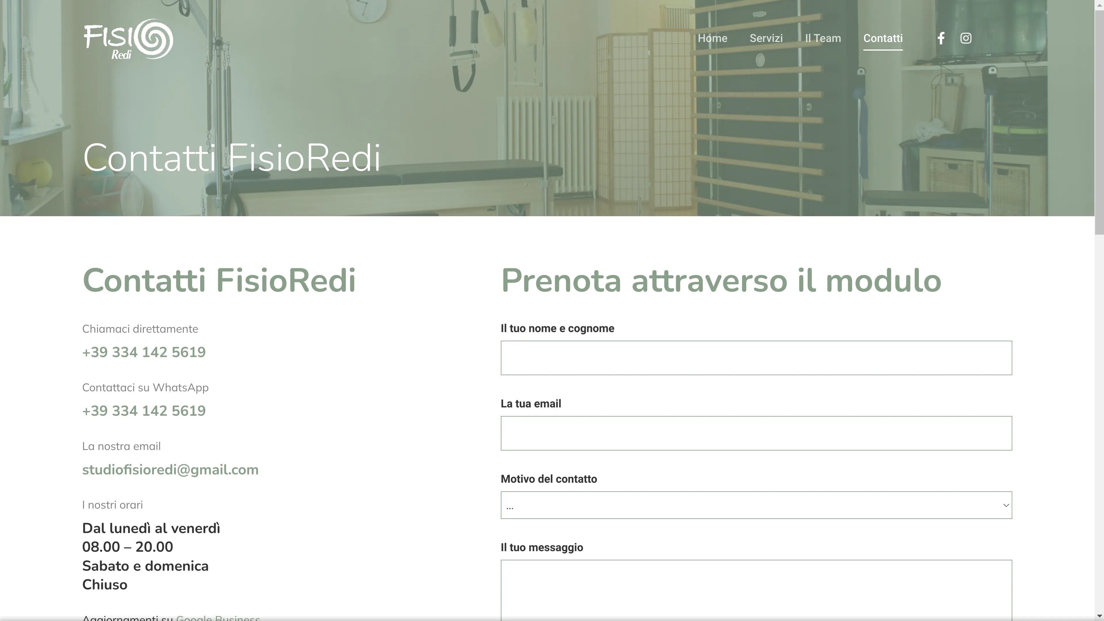 Fisioredi website screenshot